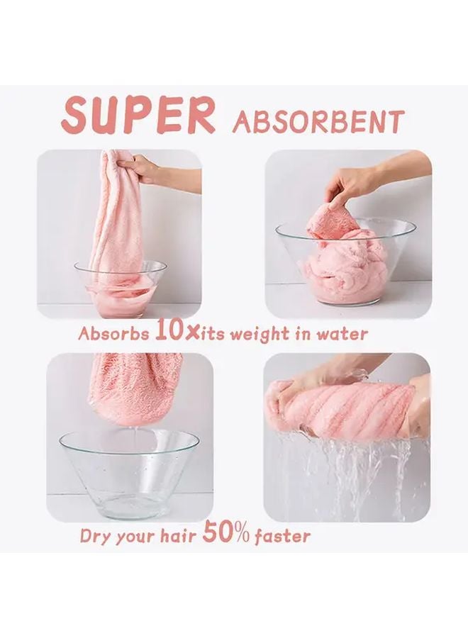 Light Peach Dry Hair Cap 1pc High Absorbency No Shedding Turban Towel Wrap - Image 2